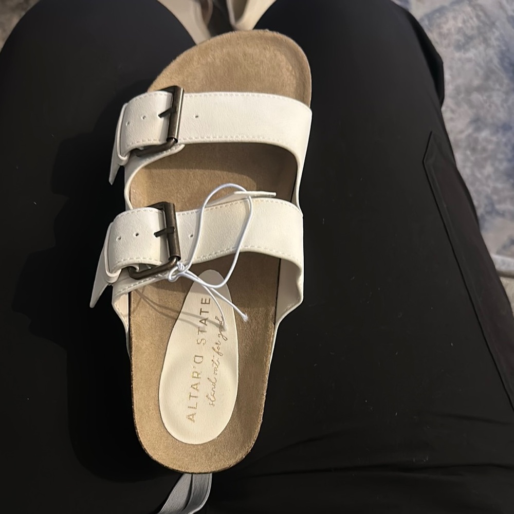 Altar'd State White Sandals with Cork Footbed